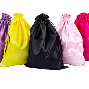 100pcs Drawstring Satin bags for wigs packaging, drawstring Satin Pouches for gift Packaging, Wedding Favor, Custom Satin Bag with Logo image 8