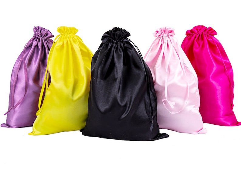100pcs Drawstring Satin bags for wigs packaging, drawstring Satin Pouches for gift Packaging, Wedding Favor, Custom Satin Bag with Logo image 8