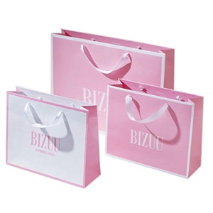 100 unidades de sacolas de papel personalizadas, sacolas de compras com alças, sacolas de varejo de produtos de roupas, sacolas de festa, sacolas com alça, sacolas de casamento