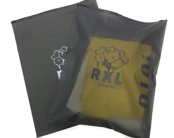 1000pcs On Sale custom frosted zipper bags, Custom high quality black matte zipper bag for packing clothes