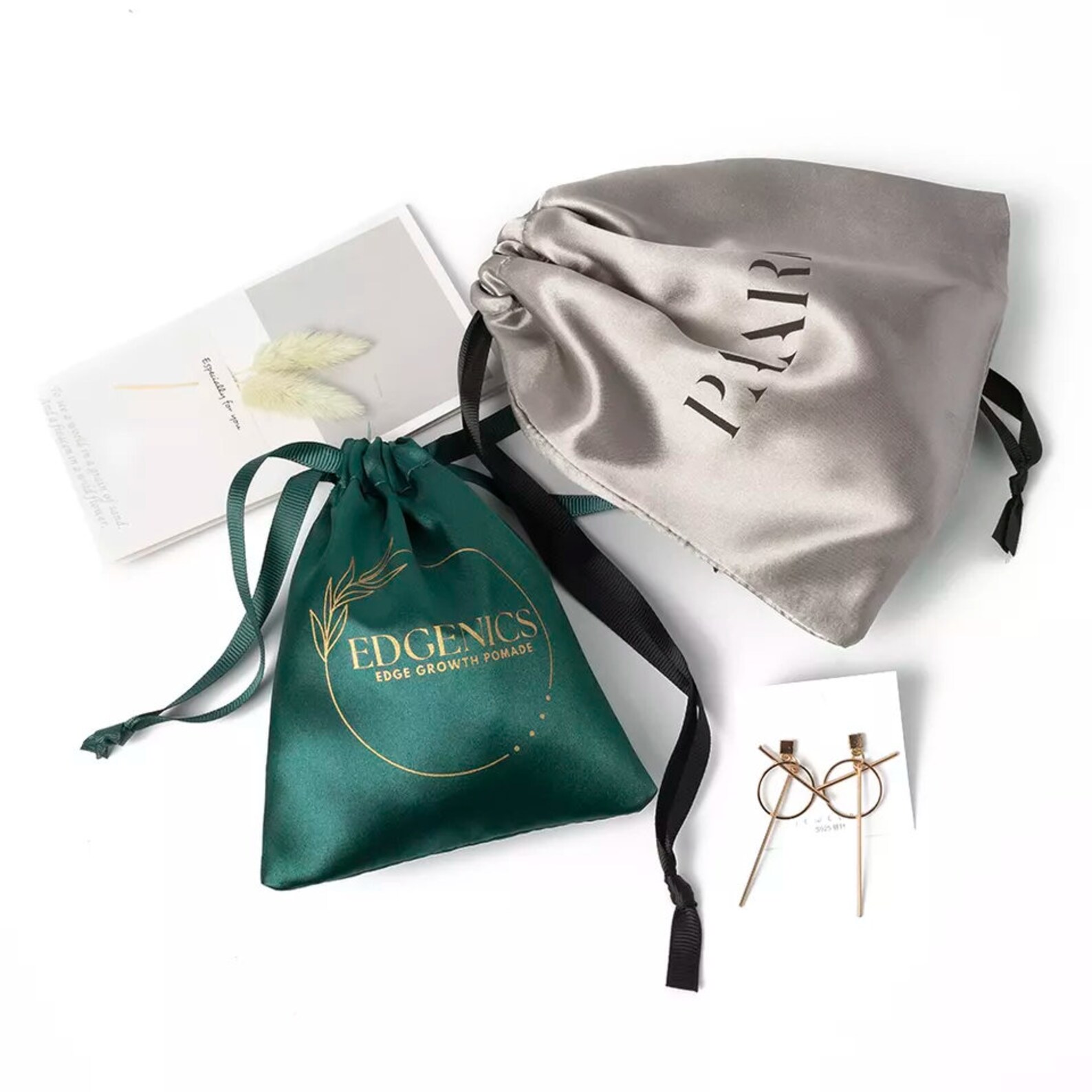 Custom Silk Drawstring Bag Pink Green Black White Silk Pouch Etsy