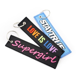 Custom Keychain Jet Tag Remove Before Flight Embroidered Key Ring Text Motorcycle Car Biker Airplane Personalized Key Fob Custom Luggage Tag