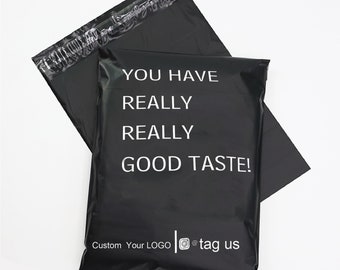 50-1000Pcs Matte Black Custom Poly Mailers Adhesive Self Sealing Shipping Bags Extremely Light Weight with One Color Logo