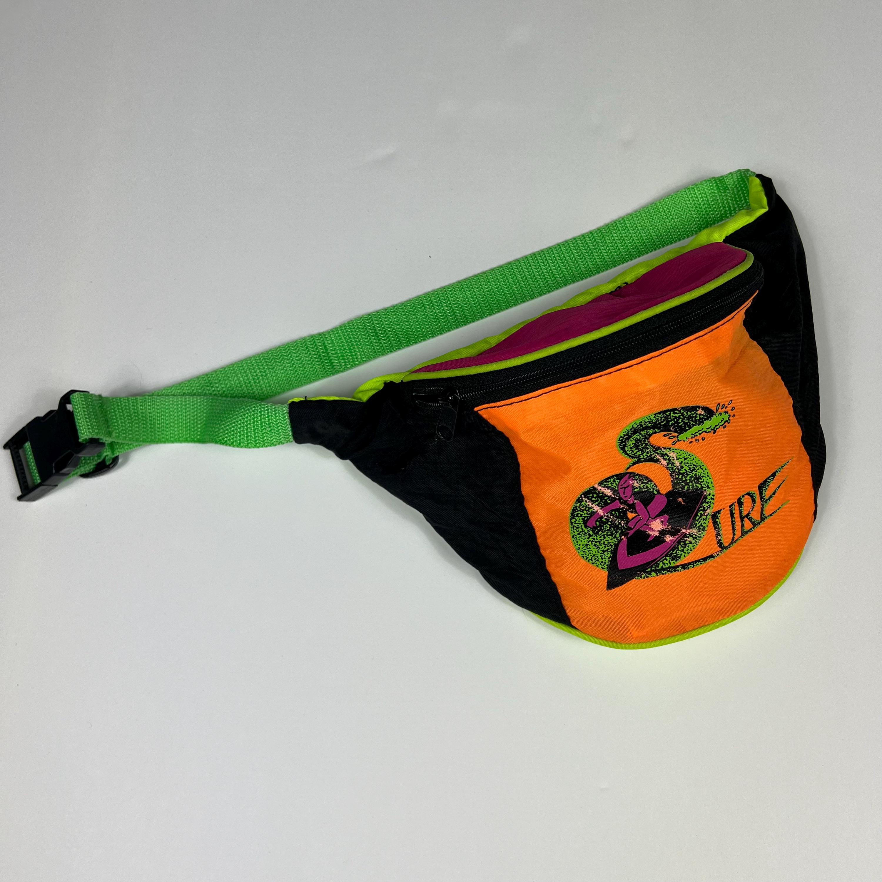 Pack Banane Vintage Unisexe – Néon Jaune Et Bleu – Vinyle – Années 80/90