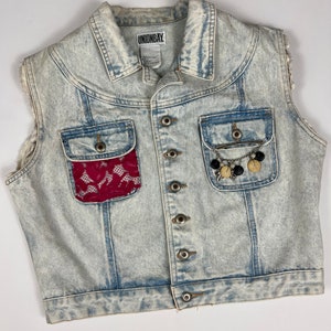 VTG 1980s Union Bay Jean Vest Hand painted