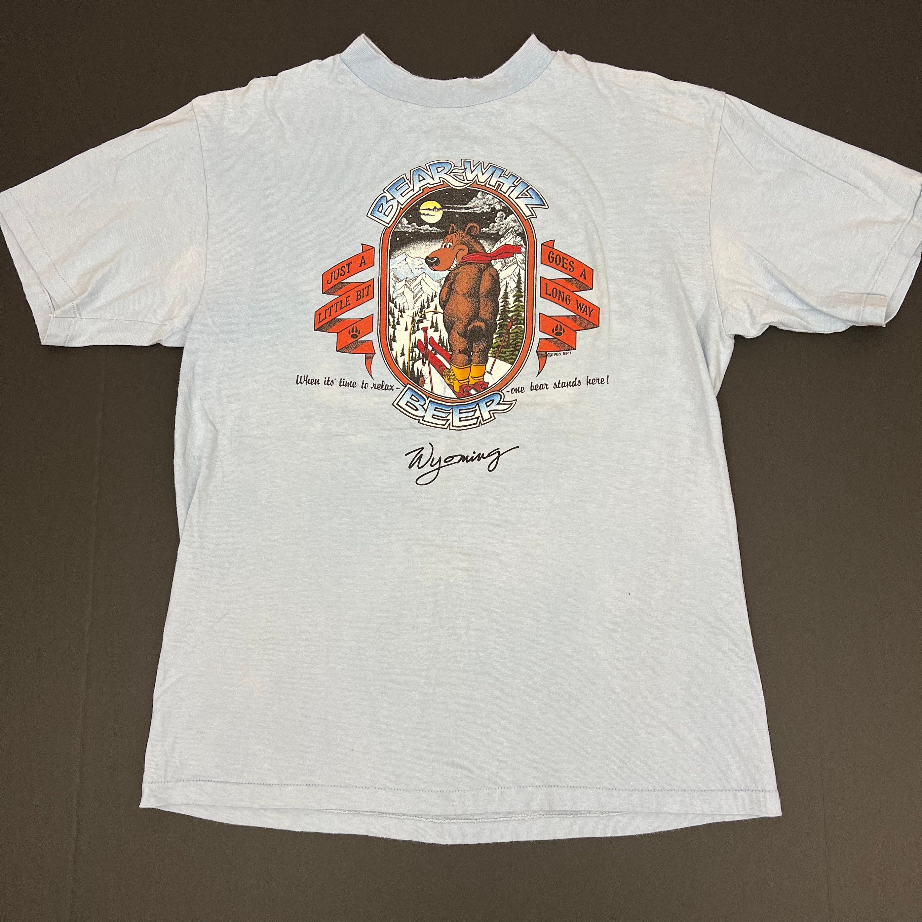 JIMBEAR PRINT T White／jimwag VTG Bear Whiz T-shirt Wyoming 1980s Large - Etsy