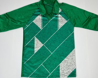 VTG Soccer Sports Tshirt - elbow pads green collared shirt Football Men's SportShirt