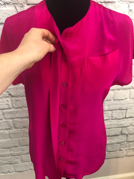 1980s Silk blouse CLIO for Nordstrom *hot pink* - image 4