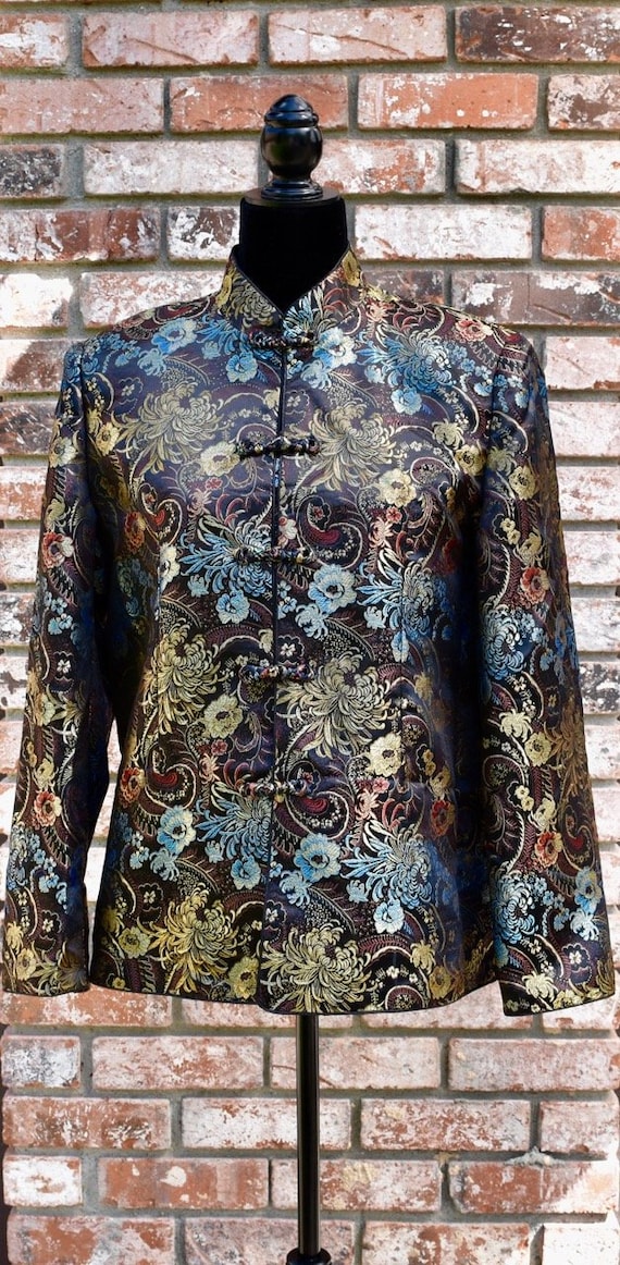 TriPPy Silk Asian Vintage Jacket Rainbow Oriental