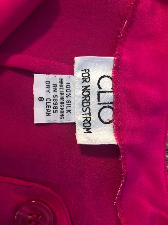 1980s Silk blouse CLIO for Nordstrom *hot pink* - image 3