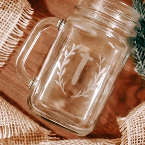 Etched Mason Jar Custom Lettering