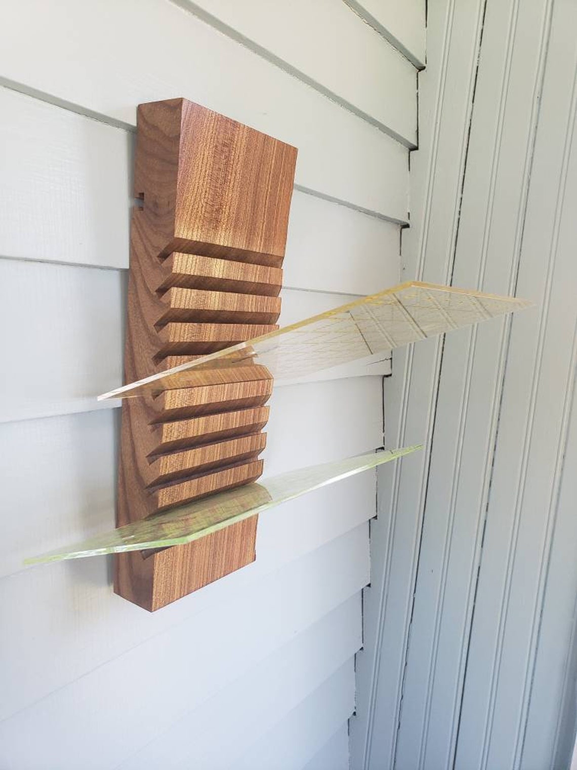 Wallmounted Quilt Ruler Rack in Live Edge Red Elm Etsy