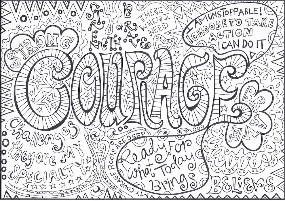 Courage Coloring page download Adult coloring page Printable