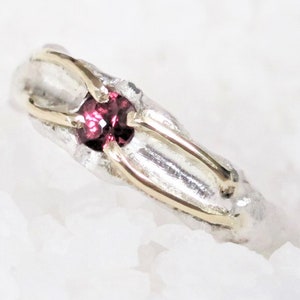 Wedding gold silver garnet engagement ring