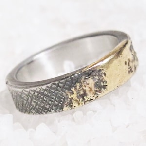 Viking Wedding Rustic Ring, 5mm Width, Cast Gold, Black Silver, Organic Wedding Ring, Alternate Wedding Ring