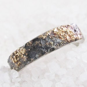 Rustic Viking Wedding Ring, 5mm Width, Cast Gold, Black Silver, Organic Wedding Band, Alternative Wedding Ring