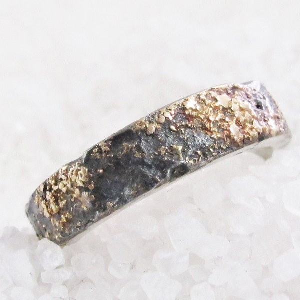 Rustic Viking wedding ring, 5mm wide, cast gold, black silver, organic wedding ring, alternative wedding ring