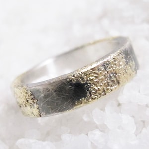 Viking Wedding Rustic Ring, 5mm Width, Cast Gold, Black Silver, Organic Wedding Ring, Alternate Wedding Ring