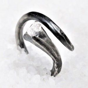 Square medieval nail silver ring.