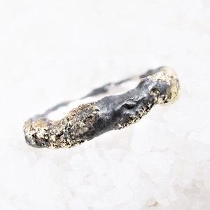 Rustic Chaos Ring, Alternative Wedding, 4-5mm wide, Cast Gold, Viking Middle Ages