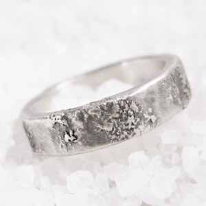 Viking wedding rustic ring, 5 mm width, molten silver powder, organic wedding ring, alternative wedding ring