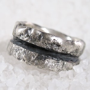 Viking faith, alternative wedding, rustic ring, hand-forged silver