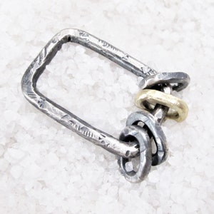 Rustic brutalist key ring, gold oxidized silver, men&#39;s car key ring, Christmas gift