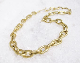 Customized for John... Extremely heavy solid chain, rustic brutalist 18kt gold men's necklace, hammered chain link necklace