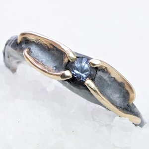 Elven Ring For Her, Sapphire Blue Green Silver Gold, Marriage Proposal Ring