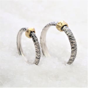 Set wedding rings, black and gold oxidized silver outlander rings.