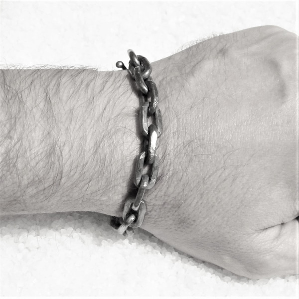 Bracciale pesante 50 grammi uomo vichingo, argento massiccio,  bracciale brutalist rustic