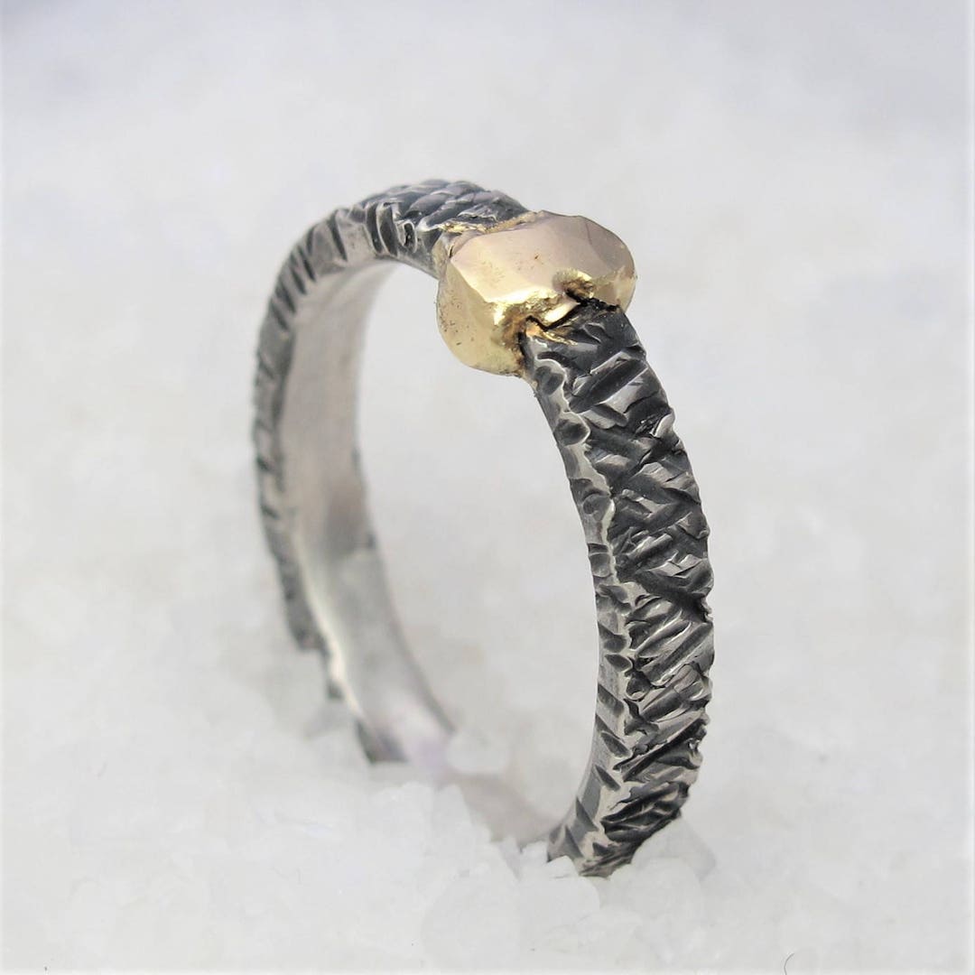 Gold Oxidized Silver Outlander Wedding Ring