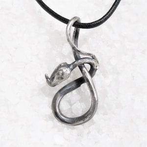 Rustic black silver snake satanic pendant