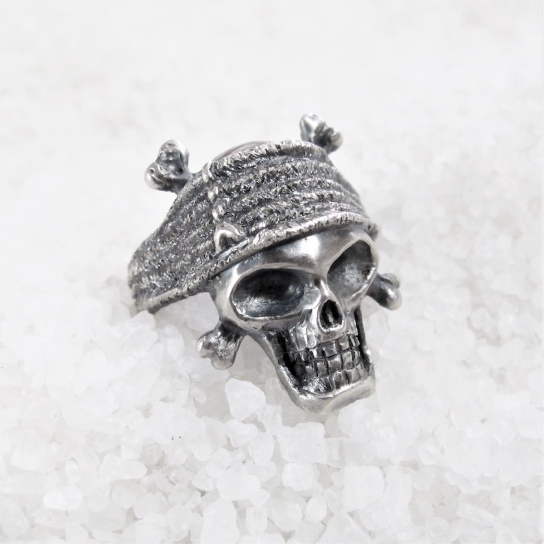 Johnny Depp ring, Jack Sparrow, 15 grams of silver, rustic handcrafted ring, pirate crew ring image 1