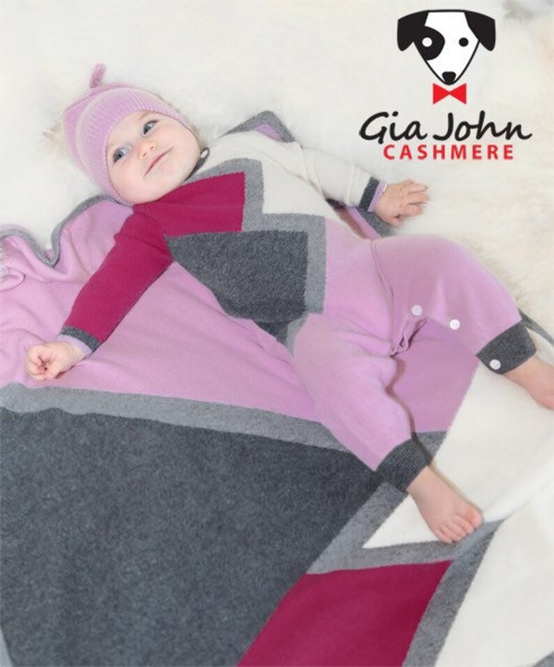 Infant Girl/'s Color Block Cashmere Romper in Pink