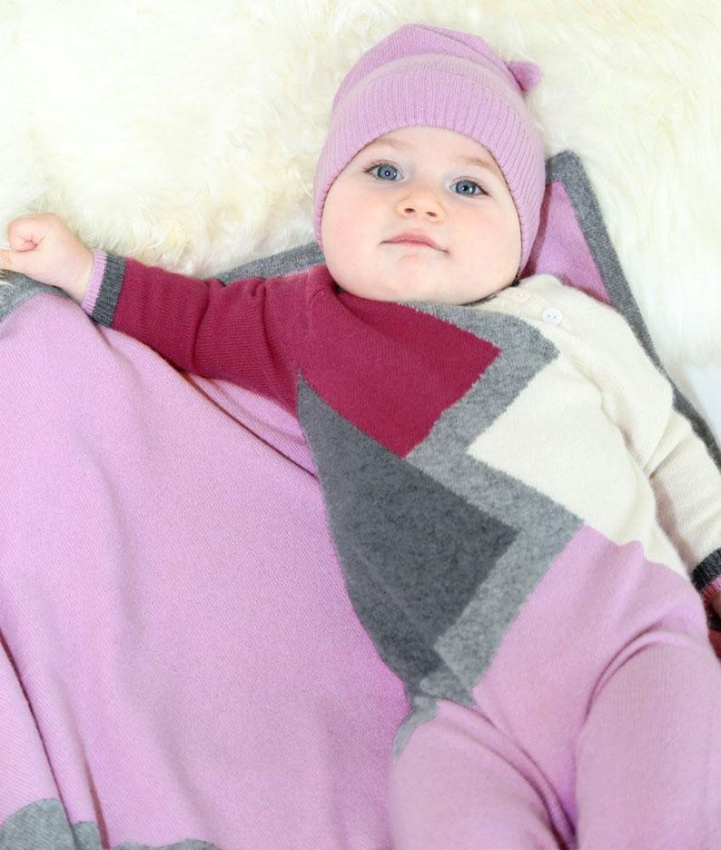 Infant Girl/'s Color Block Cashmere Romper in Pink