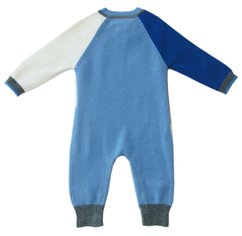 Infant Boys Color Block Cashmere Romper in Blue image 4