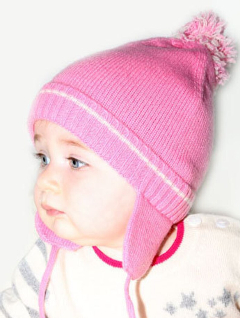 Baby Girl Pom Pom Hat 100 Cashmere Pink Etsy