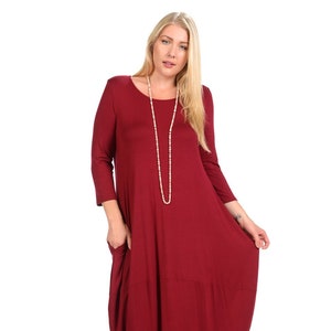 Plus Size Cocoon Midi Dress Burgundy - Etsy