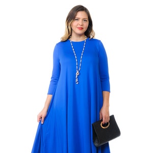 Plus Size Swing Midi Dress Royal Blue - Etsy