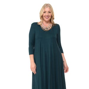 Plus Size A-line Trapeze Midi Dress Hunter Green - Etsy