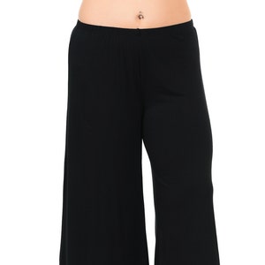 Plus Size Elastic Waist Wide Leg Crop Culottes Pants Black - Etsy