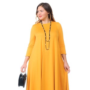 Plus Size Swing Midi Dress Mustard - Etsy