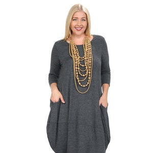 Plus Size Cocoon Midi Dress Charcoal - Etsy