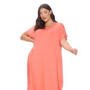 Plus Size Cocoon Maxi Dress With Dolman Sleeves Coral - Etsy