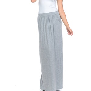 Maxi Skirt With Elastic Waistband and Pockets Heather Grey - Etsy