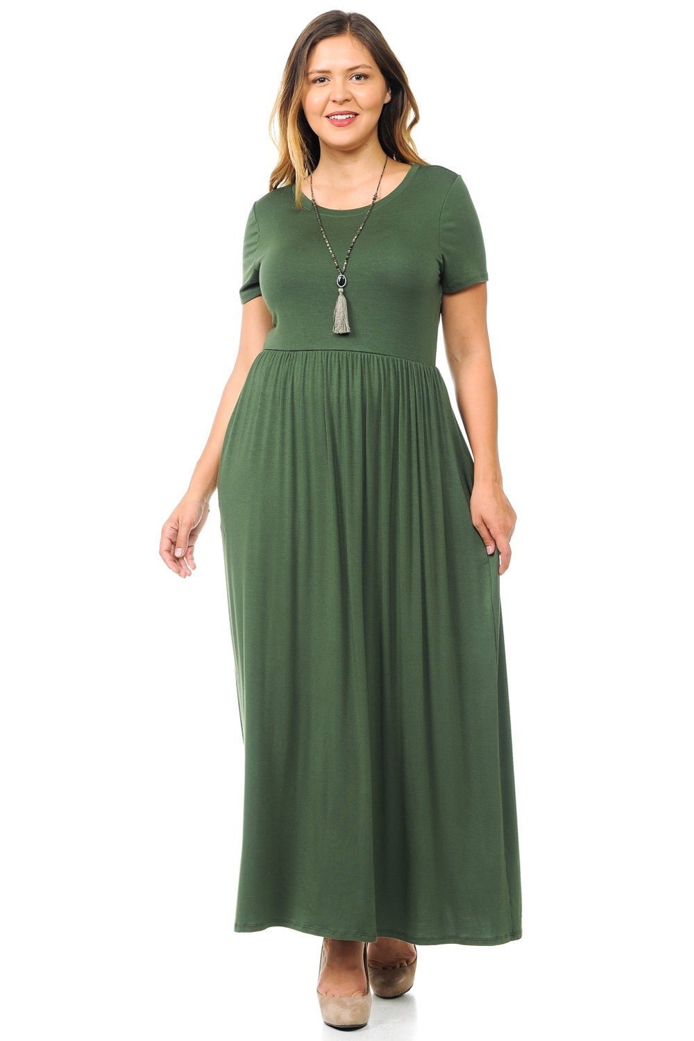 Plus Size Short Sleeve Maxi Dress With 