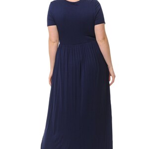 Plus Size Short Sleeve Maxi Dress With Pockets Navy - Etsy