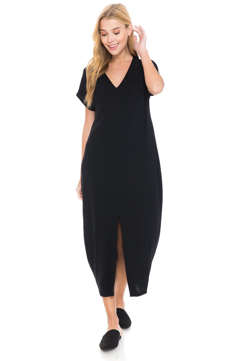 Cap Sleeve Midi Dress Black Etsy