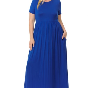 Plus Size Short Sleeve Maxi Dress With Pockets Royal Blue - Etsy